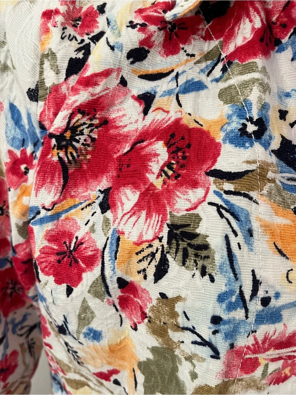 NWOT Koret Floral Button-Front Jacket - White with Red & Blue size 10